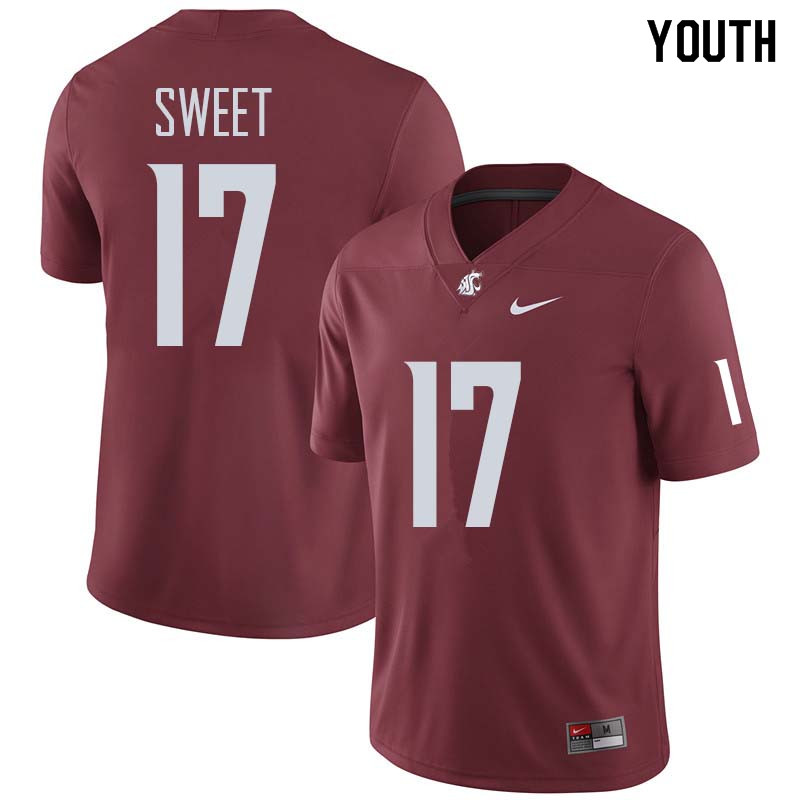 Youth #17 Kyle Sweet Washington State Cougars College Football Jerseys Sale-Crimson